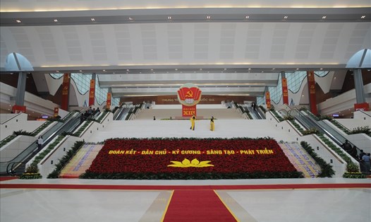 Trung tâm Hội nghị Quốc gia (Mỹ Đình, Hà Nội) - nơi diễn ra Đại hội Đại biểu toàn quốc lần thứ XIII của Đảng. Ảnh: T.Vương