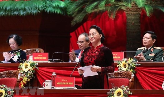 Chủ tịch Quốc hội Nguyễn Thị Kim Ngân cảm ơn các tổ chức và bạn bè quốc tế đã dành cho Đảng Cộng sản Việt Nam và nhân dân Việt Nam. Ảnh: TTXVN