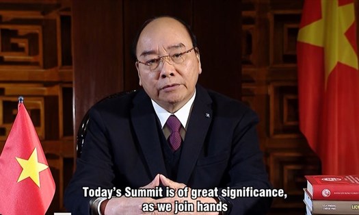 Thủ tướng gửi thông điệp tới hội nghị thượng đỉnh trực tuyến về thích ứng với biến đổi khí hậu. Ảnh chụp màn hình