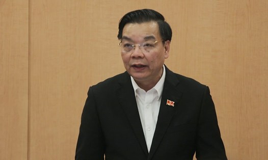 Chủ tịch UBND TP Hà Nội Chu Ngọc Anh phát biểu tại cuộc họp. Ảnh: Tô Thế