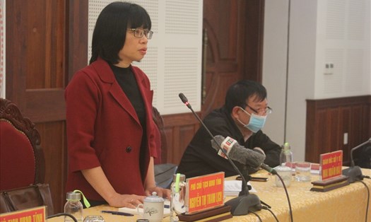 Bà Nguyễn Thị Thanh Lịch - Phó Chủ tịch UBND tỉnh Gia Lai phát biểu tại cuộc họp phòng chống dịch bệnh Covid-19. Ảnh TTuấn