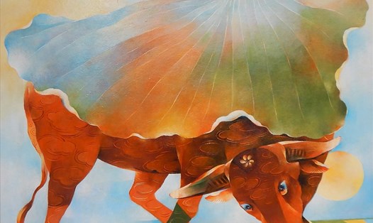 Tác phẩm "xuân lắng nghe" - acrylic  của tác giả Thân Trọng Dũng