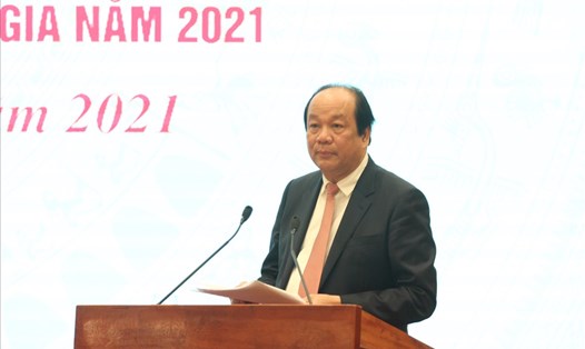 Bộ trưởng, Chủ nhiệm Văn phòng Chính phủ Mai Tiến Dũng phát biểu tại cuộc họp. Ảnh Trần Vương