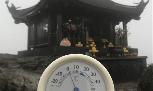 Nhiệt độ trên chùa Đồng, Yên Tử sáng nay - 8.1.2021. Ảnh: CTV