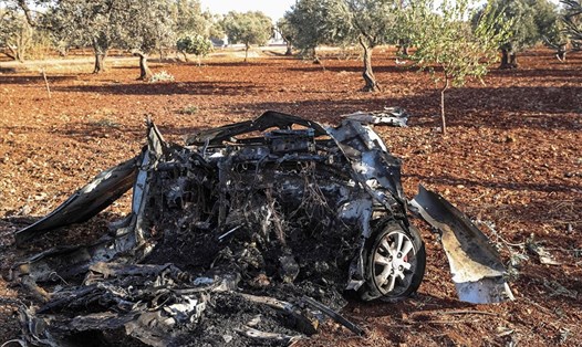Hiện trường vụ không kích của Mỹ tiêu diệt thủ lĩnh al-Qaeda ở Syria hôm 20.9. Ảnh: AFP