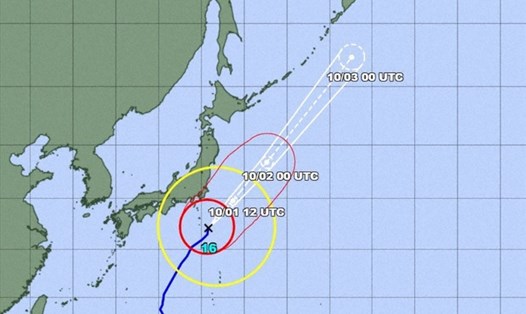 Dự báo đường đi của bão Mindulle ở Nhật Bản. Ảnh: JMA