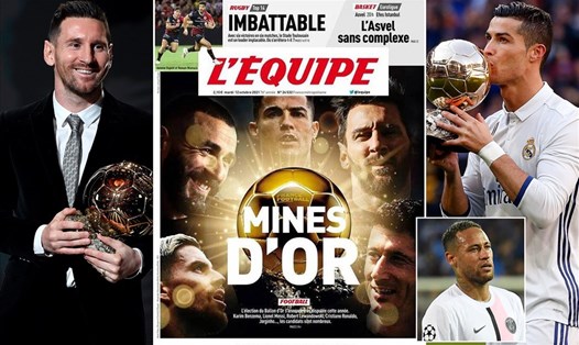Trang bìa của L'Equipe số ra ngày thứ Ba (12.10) xếp những ứng viên hàng đầu có khả năng giành Quả bóng vàng 2021. Ảnh: Daily Mail