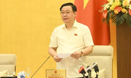 Chủ tịch Quốc hội Vương Đình Huệ cho ý kiến về việc chuẩn bị kỳ họp thứ 2, Quốc hội khoá XV. Ảnh: Minh Thành