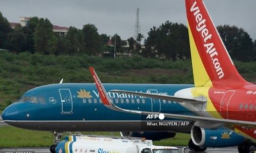 Máy bay chở khách của Vietnam Airlines và Vietjet - hai hãng hàng không lớn của Việt Nam. Ảnh: AFP