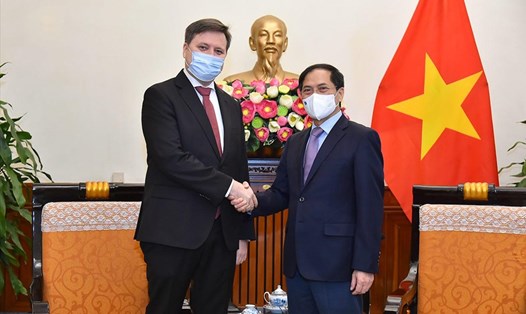 Bộ trưởng Bùi Thanh Sơn tiếp Đại sứ Ba Lan tại Việt Nam Wojciech Gerwel. Ảnh: BNG