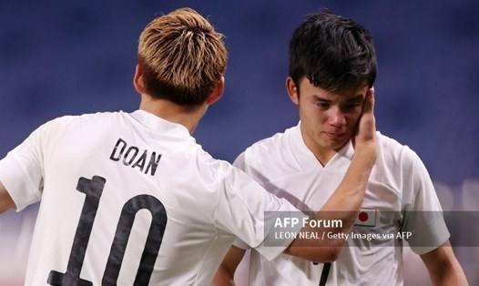 Ritsu Doan (trái) và Kubo (phải) là 2 trụ cột quan trọng của tuyển Nhật Bản. Ảnh: AFP