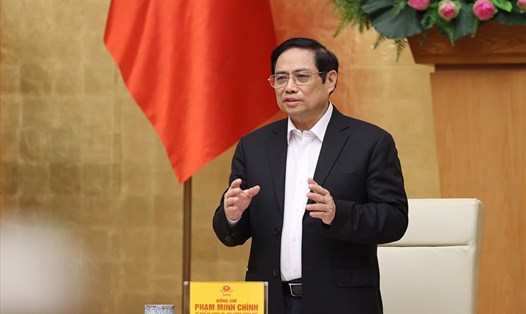 Thủ tướng Phạm Minh Chính phát biểu tại cuộc họp. Ảnh Nhật Bắc