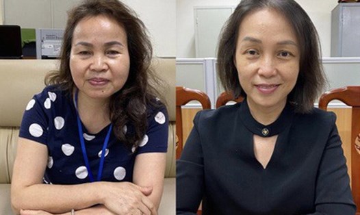 Nguyên Phó giám đốc Bệnh viện Tim Hà Nội Hoàng Thị Ngọc Hưởng (trái) vừa bị khởi tố bắt tạm giam. Ảnh BCA