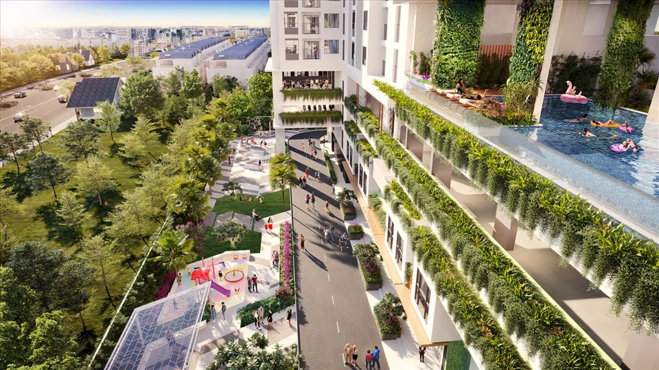 Không gian sống nhiều mảng xanh luôn được cư dân săn đón. Ảnh: Hưng Thịnh Land