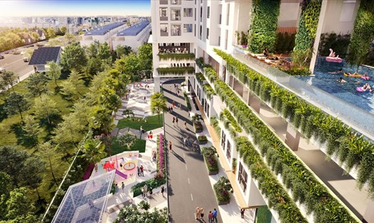 Không gian sống nhiều mảng xanh luôn được cư dân săn đón. Ảnh: Hưng Thịnh Land