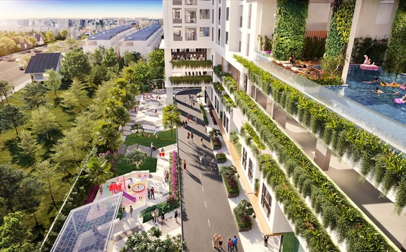 Không gian sống nhiều mảng xanh luôn được cư dân săn đón. Ảnh: Hưng Thịnh Land