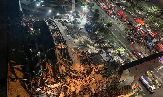 29 người thiệt mạng và 50 người bị thương trong vụ sập khách sạn Xinjia ở Tuyền Châu, Trung Quốc vào tối 7.3.2020. Ảnh: AFP
