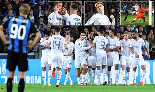Trận đấu giữa Club Brugge và Man City mang tới 6 bàn thắng trong loạt trận Champions League rạng sáng 20.10. Ảnh: Daily Mail