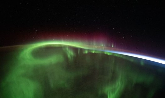 Cực quang tuyệt đẹp các phi hành gia của Trạm Vũ trụ Quốc tế chụp được. Ảnh: NASA