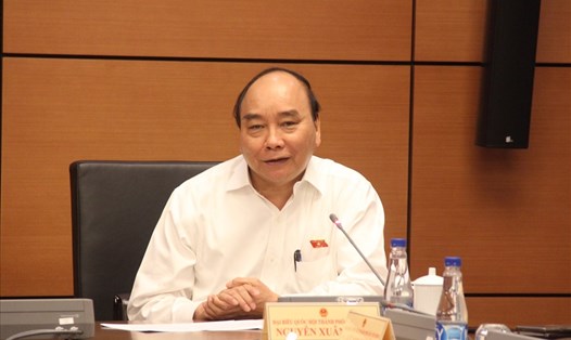 Chủ tịch nước Nguyễn Xuân Phúc phát biểu tại buổi thảo luận. Ảnh: Phạm Đông