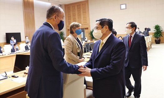 Thủ tướng Phạm Minh Chính tiếp ông Kidong Park - quyền Điều phối viên thường trú và các Trưởng đại diện các tổ chức Liên Hợp Quốc tại Việt Nam ngày 21.10. Ảnh: TTXVN