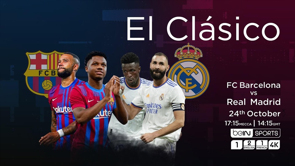 Trận Siêu kinh điển Barcelona - Real Madrid lần đầu tiên sau 16 năm vắng bóng Lionel Messi. Ảnh: beIN Sports