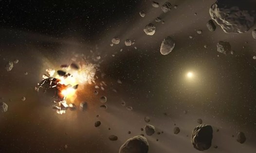 Mô phỏng cách "nghiền nát" tiểu hành tinh để cứu Trái đất bằng phương pháp PI. Ảnh: NASA
