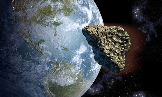 Hình minh họa một tiểu hành tinh đang di chuyển rất gần Trái đất. Ảnh: Getty/AFP