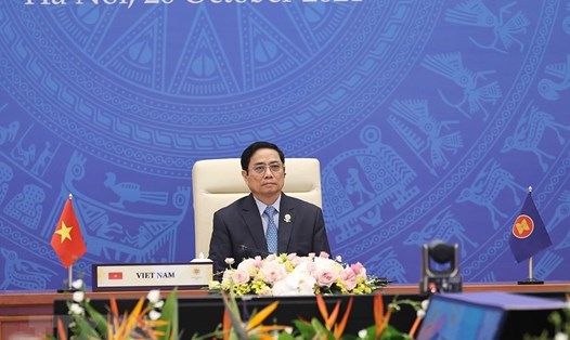 Thủ tướng Phạm Minh Chính dự hội nghị cấp cao ASEAN 39, ngày 26.10.2021. Ảnh: TTXVN