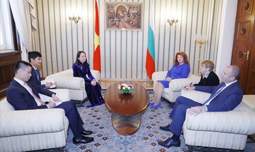 Phó Chủ tịch nước Võ Thị Ánh Xuân hội kiến Tổng thống Bulgaria Rumen Radev. Ảnh: Bộ Ngoại giao