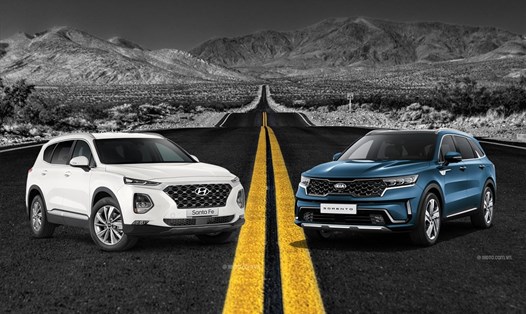 Kia Sorento 2021 và Hyundai SantaFe 2021 là 2 mẫu SUV có giá cạnh tranh sát sao. Ảnh: Lâm Anh.
