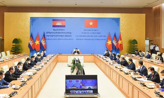 Hội nghị Hợp tác và Phát triển các tỉnh biên giới Việt Nam – Campuchia lần thứ 11, ngày 28.10.2021. Ảnh: BNG