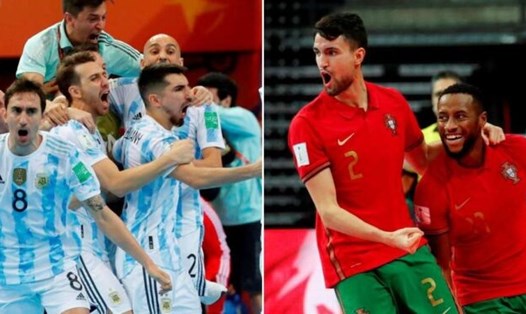 Tuyển futsal Argentina (trái) có nhiều cơ hội để bảo vệ ngôi vô địch World Cup khi chạm trán tuyển Bồ Đào Nha. Ảnh: FIFA.