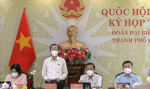 Đại biểu Quốc hội Trần Hoàng Ngân phát biểu từ điểm cầu TP.Hồ Chí Minh. Ảnh: QH