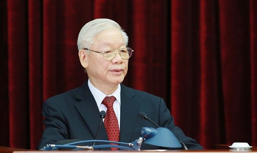 Tổng Bí thư Nguyễn Phú Trọng phát biểu khai mạc Hội nghị Trung ương 4 khoá XIII. Ảnh Dương Giang