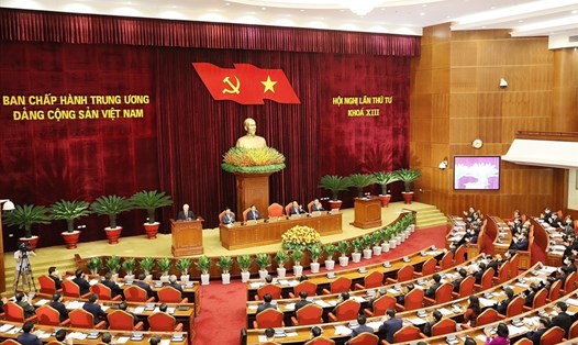 Hội nghị lần thứ tư Ban Chấp hành Trung ương khoá XIII khai mạc ngày 4.10. Ảnh Phương Hoa.