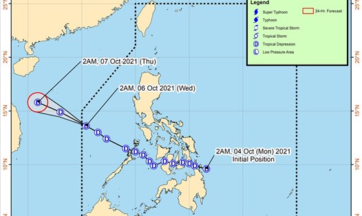 Dự báo đường đi của áp thấp nhiệt đới Lannie ở Biển Đông. Ảnh: PASAGA