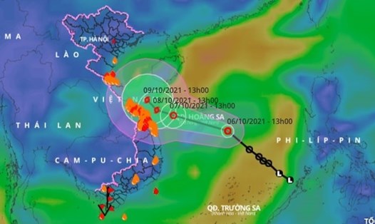 Vị trí và đường đi của áp thấp nhiệt đới khả năng mạnh lên thành bão số 7. Ảnh: VNDMS.