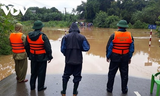 Mưa lớn gây ngập lụt tại Quảng Trị. Ảnh: Theo VOV