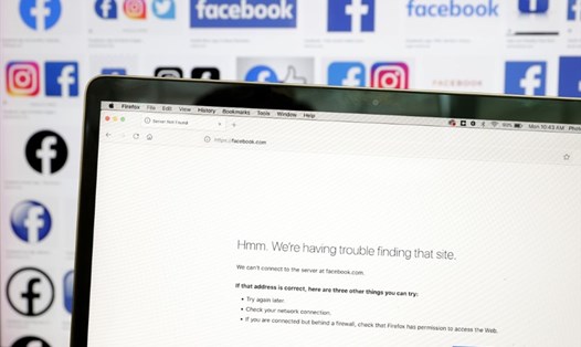 Facebook bị sập hôm 8.10, vài ngày sau sự cố sập toàn cầu. Ảnh: AFP