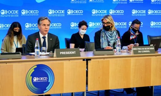 Một phiên họp cấp Bộ trưởng của Tổ chức Hợp tác và Phát triển Kinh tế (OECD) tại Paris, Pháp, tháng 10.2021. Ảnh: AFP