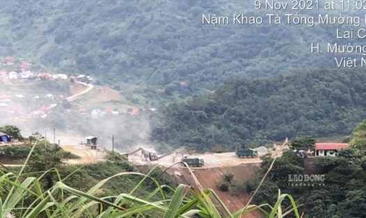 Mỏ đá tại huyện Mường Tè, tỉnh Lai Châu tiếp tục hoạt động khai thác đá trái phép. Ảnh: Trần Trọng.
