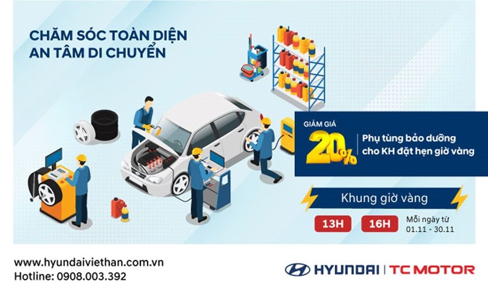 Khách hàng sẽ nhận được nhiều ưu đãi khi đến làm bảo dưỡng tại xưởng dịch vụ của Hyundai Việt Hàn Khách hàng sẽ nhận được nhiều ưu đãi khi đến làm bảo dưỡng tại xưởng dịch vụ của Hyundai Việt Hàn