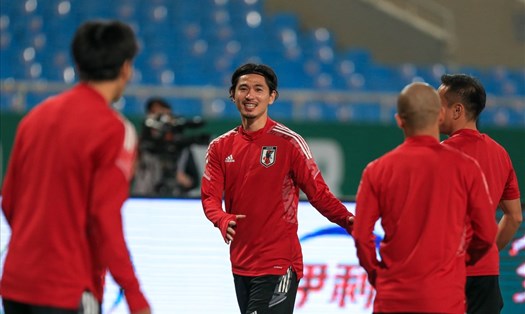 Đội tuyển Nhật Bản đến Việt Nam với đội hình có tới 11 cầu thủ đang thi đấu tại Châu Âu. Đặc biệt và nguy hiểm nhất chính là tiền đạo Minamino đang khoác áo Liverpool. Ảnh: Hoài Thu