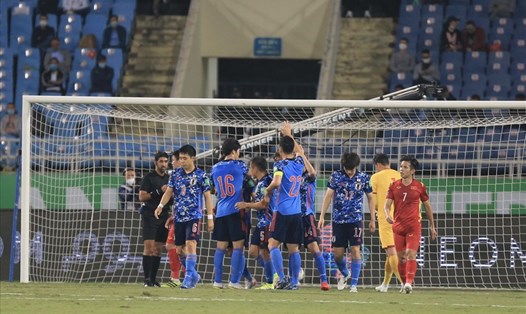 Tuyển Nhật Bản bị từ chối 1 bàn thắng ở trận đấu với tuyển Việt Nam. Ảnh: Hoài Thu