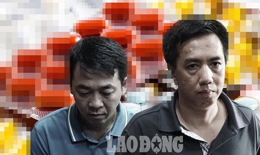 Cựu Chủ tịch HĐQT VN Pharma Nguyễn Minh Hùng (trái) trong vụ án buôn bán thuốc giả. Ảnh: LĐO