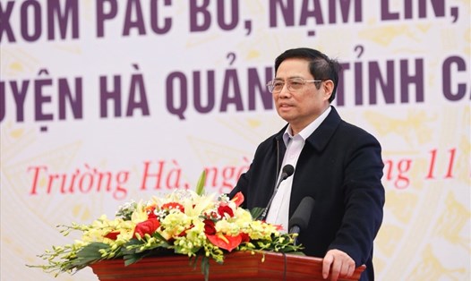 Thủ tướng Phạm Minh Chính dự Ngày hội Đại đoàn kết toàn dân tộc tại tỉnh Cao Bằng. Ảnh Nhật Bắc