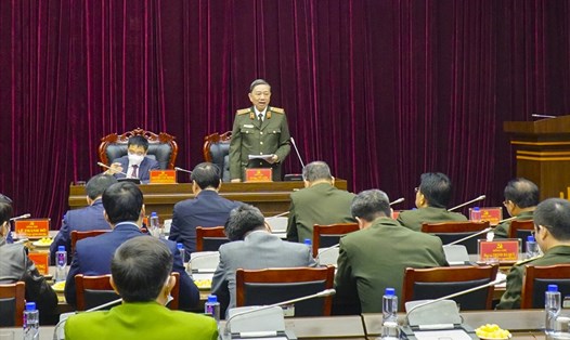 Đại tướng Tô Lâm, Ủy viên Bộ Chính trị, Bộ trưởng Bộ Công an làm việc với Ban Thường vụ tỉnh Điện Biên.