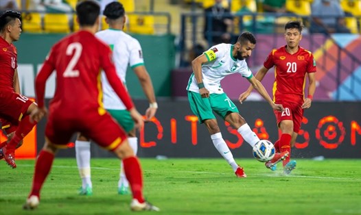 Tuyển Saudi Arabia đã ngược dòng thắng tuyển Việt Nam 3-1 ở lượt đi, khi chơi hơn người đầu hiệp 2. Ảnh: SPA.