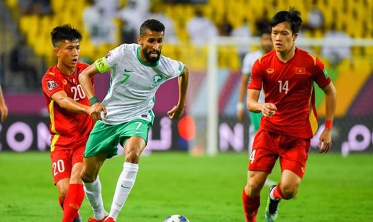 Tuyển Việt Nam thất bại 1-3 trước Saudi Arabia ở trận lượt đi. Ảnh: KSA